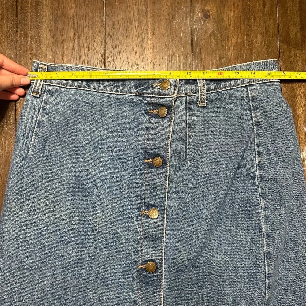 Vintage Blue Button-Down Pencil Skirt